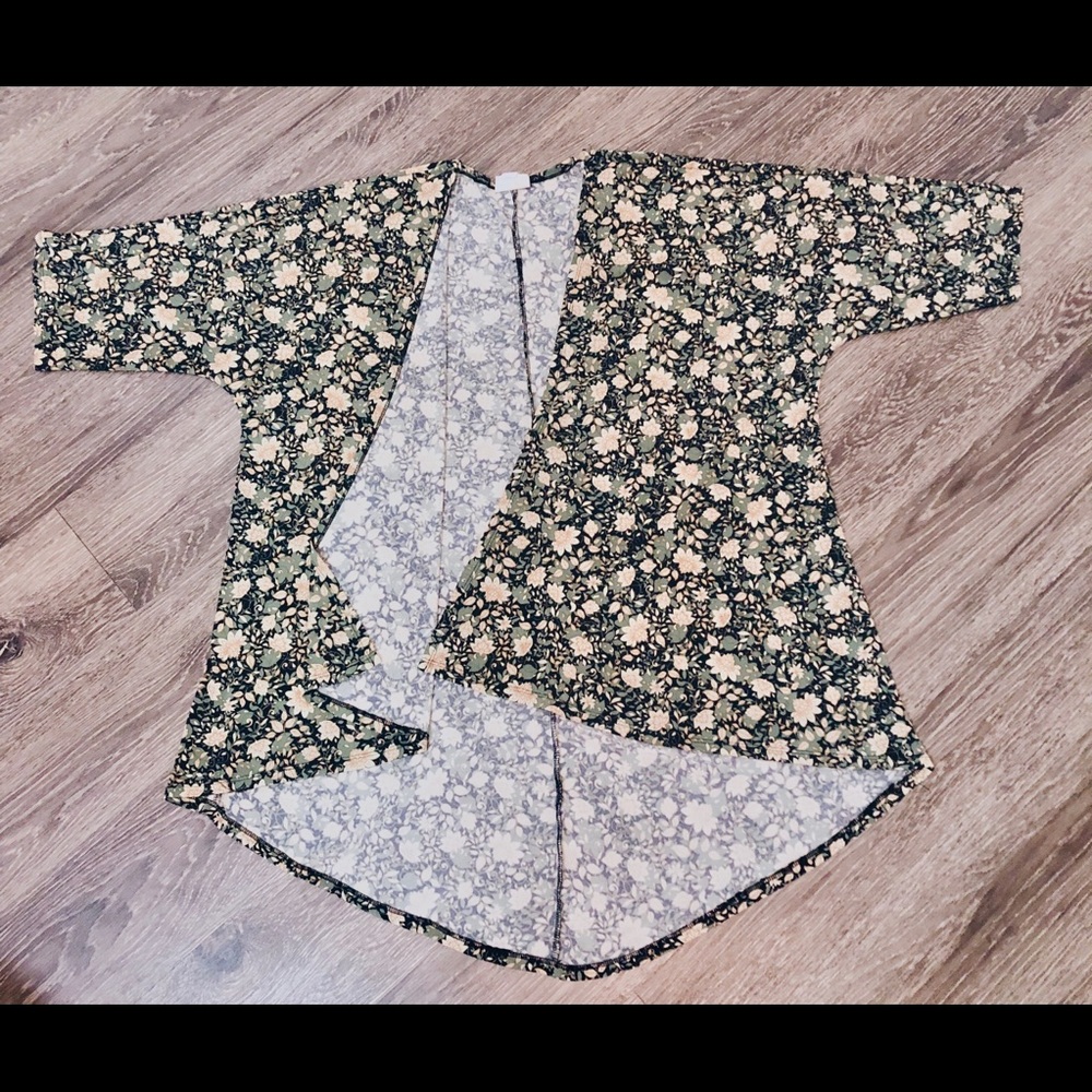 Green and yellow floral kimono